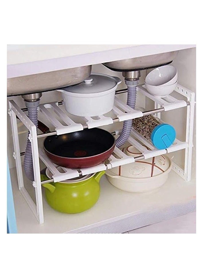 Under Sink Kitchen Adjustable Storage Organizer Multipurpose Rack