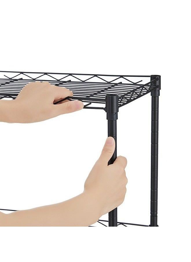 3-Layer Iron Wire Storage Rack Metal Shelf Kitchen Bathroom Storage Rack, Black