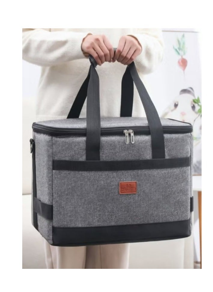 Outdoor 15L Cooler Bag Insulated Handbag Picnic bag Reusable Waterproof Oxford Ice Refrigerated Lightweight Fresh-keeping for Men Women Picnic/BBQ/Beach/Lunch Grey