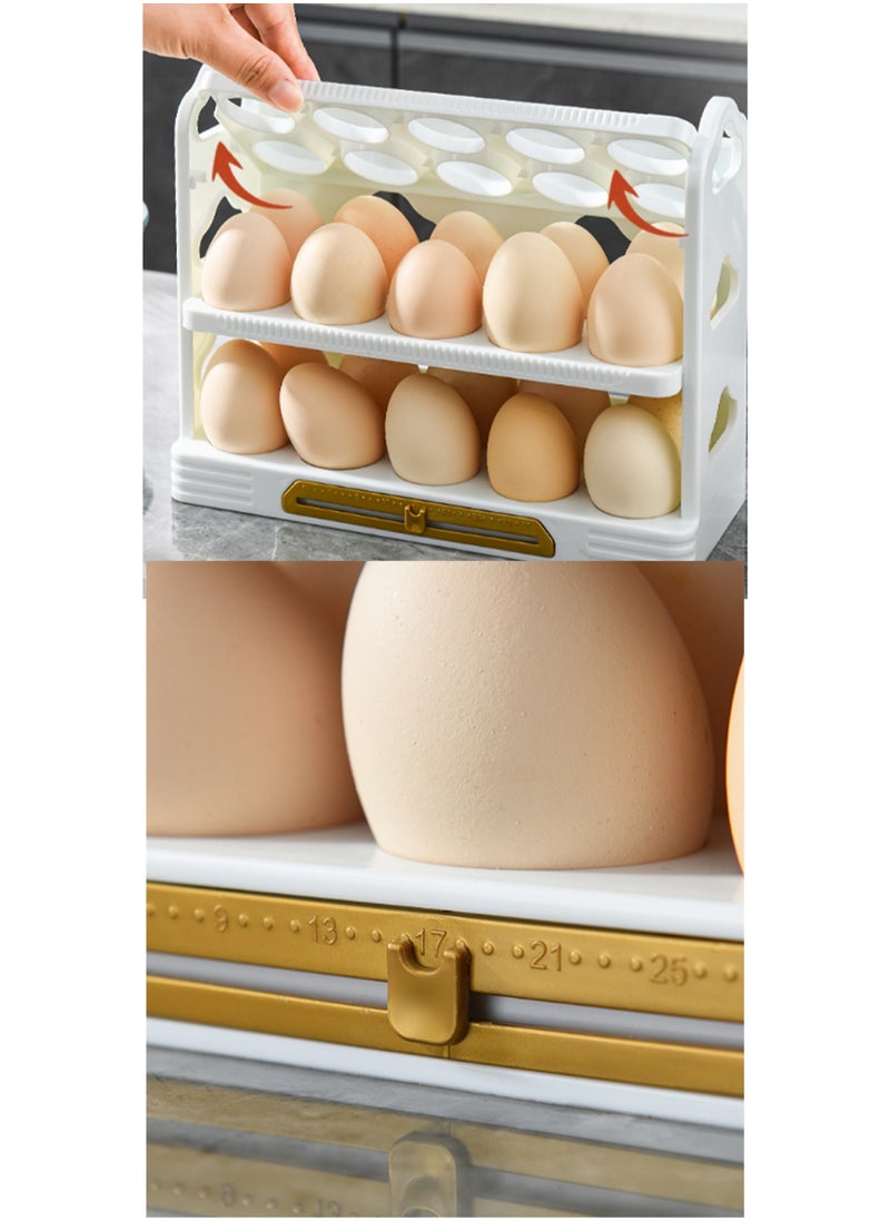 Creamy White Refrigerator Egg Rack, Stackable Egg Storage Container, Suitable For Refrigerator Door, Save Space