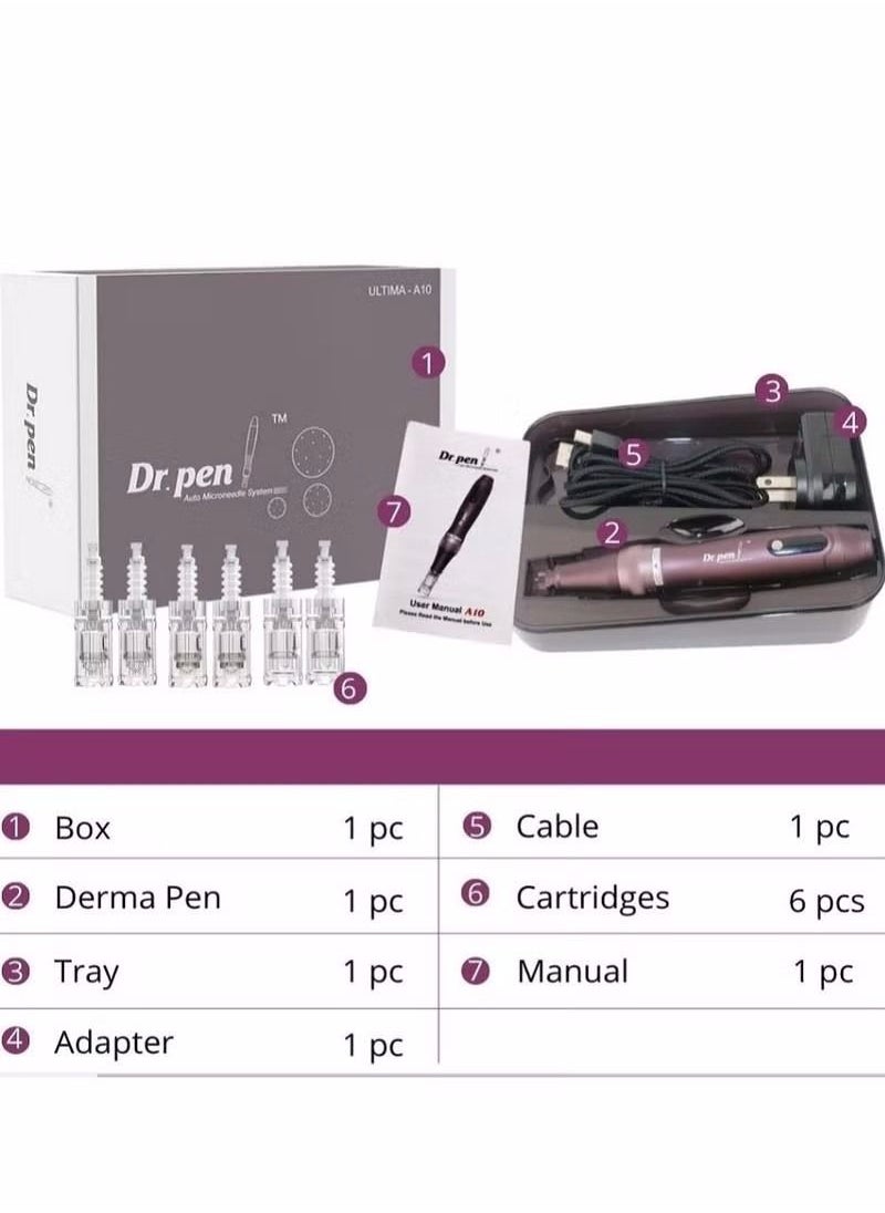 Dr. Pen Ultima A10,Wireless Derma Pen Beauty Pen with 6 Needle ,Trusty Skin Care Tool Kit for Fast Results