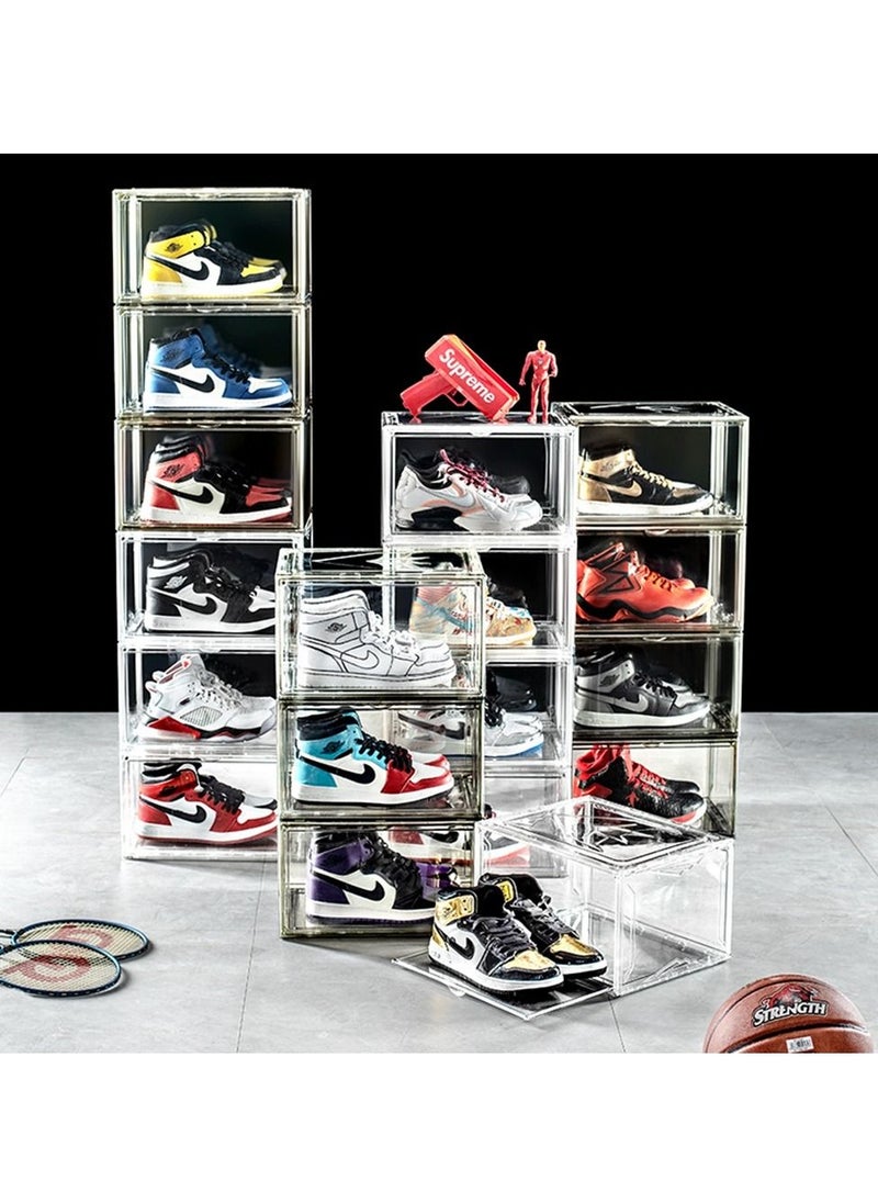 Shoe Boxes Clear Plastic Stackable Sneaker Storage Boxes with Magnetic Door, Acrylic Boxes for Display, Side Open Shoe Box Clear Shoe Boxes Stackable Shoe Containers