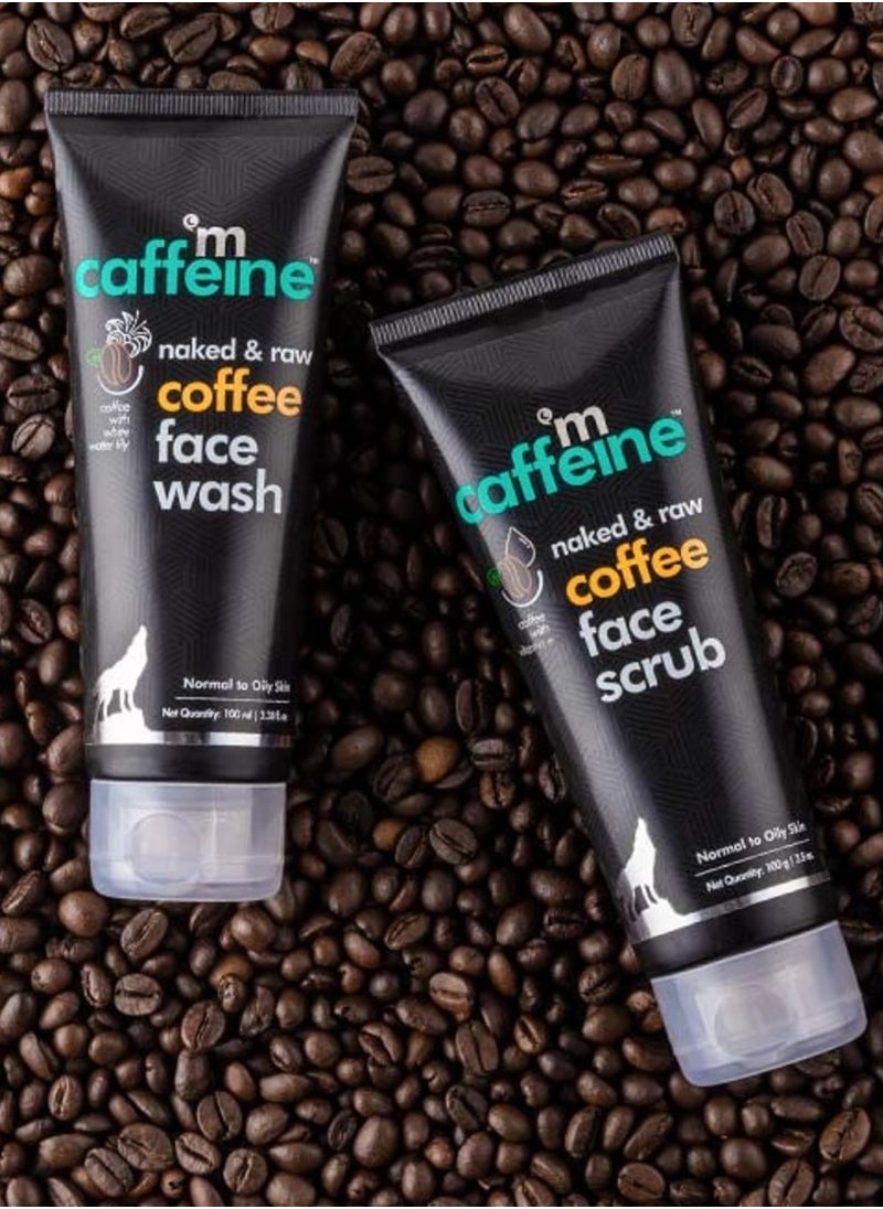 mCaffeine Coffee Face Care Combo: Exfoliating Scrub & Oil Control Face Wash for Tan Removal & Skin Nourishment | For Women & Men | 2 x 75ml