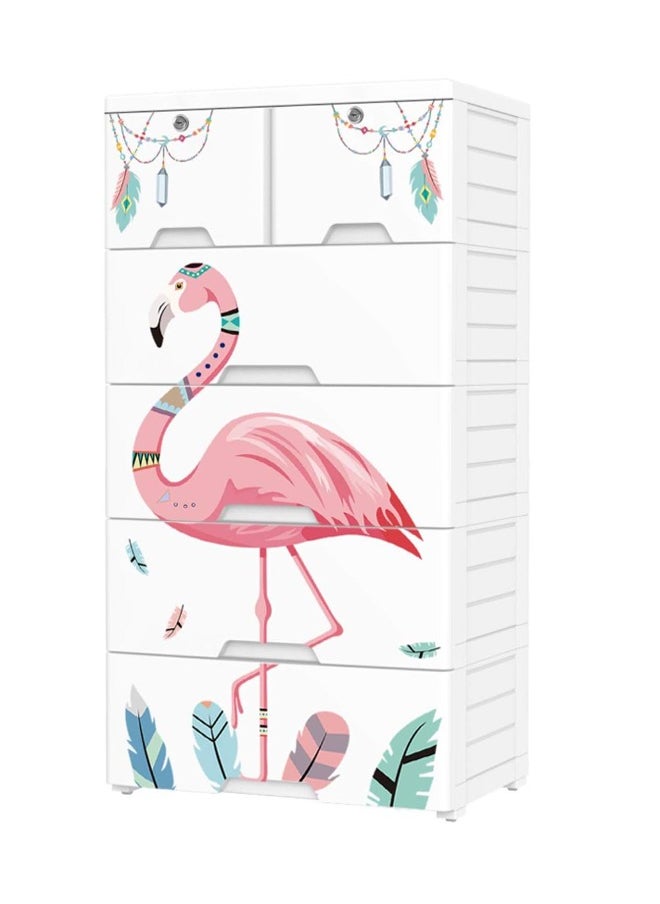 6-Drawer Flamingo Design Storage Cabinet - 60 x 40 x 98.5 cm