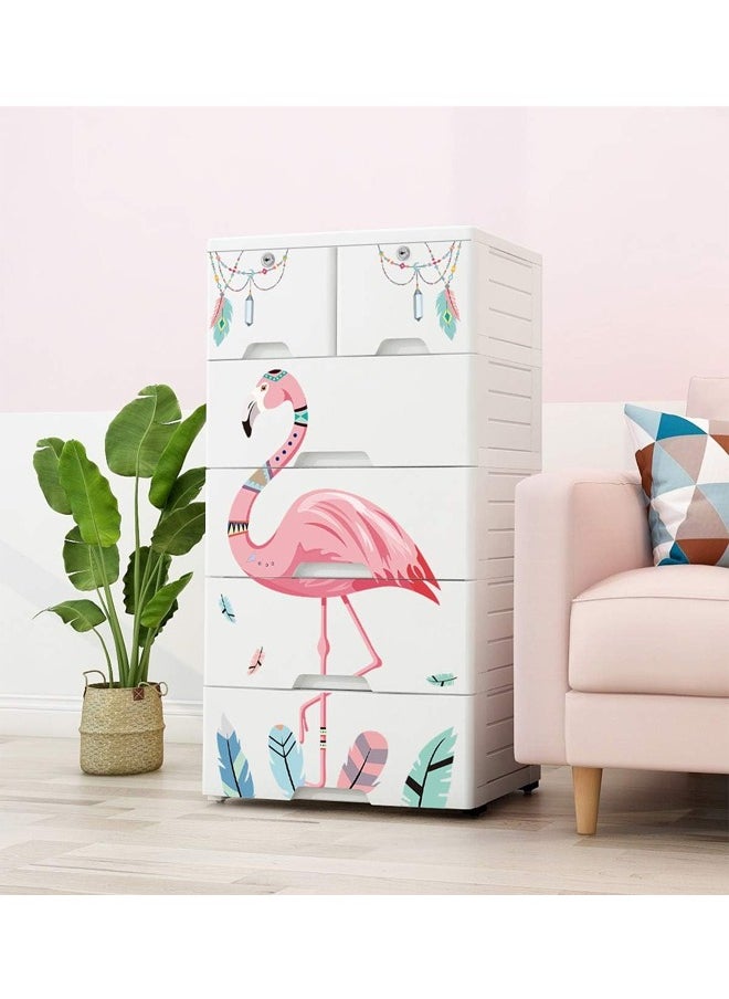 6-Drawer Flamingo Design Storage Cabinet - 60 x 40 x 98.5 cm