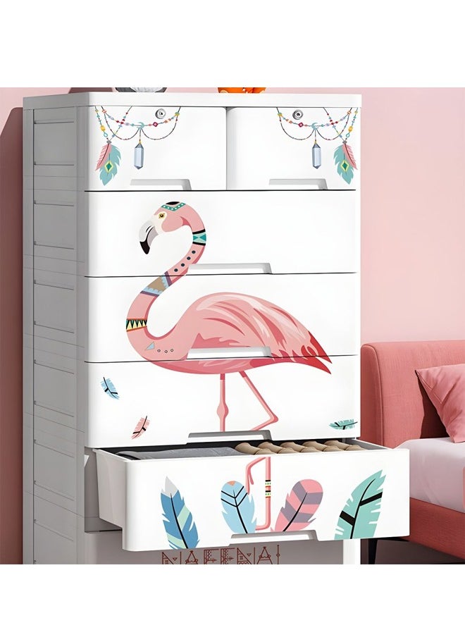 5-Drawer Flamingo Design Storage Cabinet - 60 x 40 x 80 CM