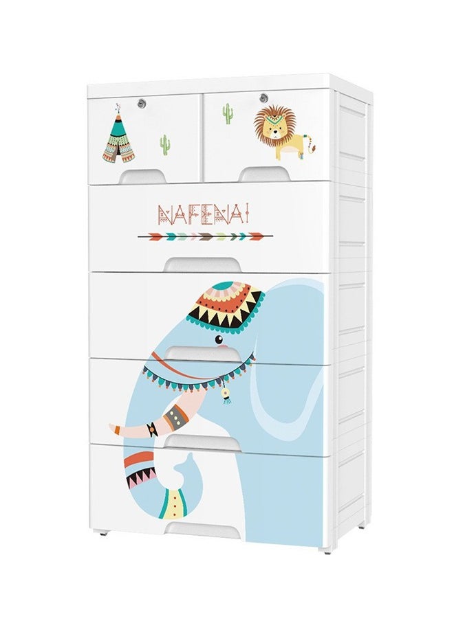 6-Drawer Elephant Design Storage Cabinet - 62 x 40 x 98.5 CM