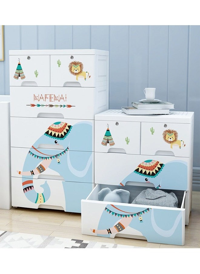 6-Drawer Elephant Design Storage Cabinet - 62 x 40 x 98.5 CM