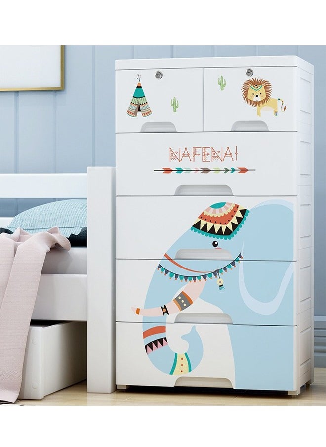 6-Drawer Elephant Design Storage Cabinet - 62 x 40 x 98.5 CM