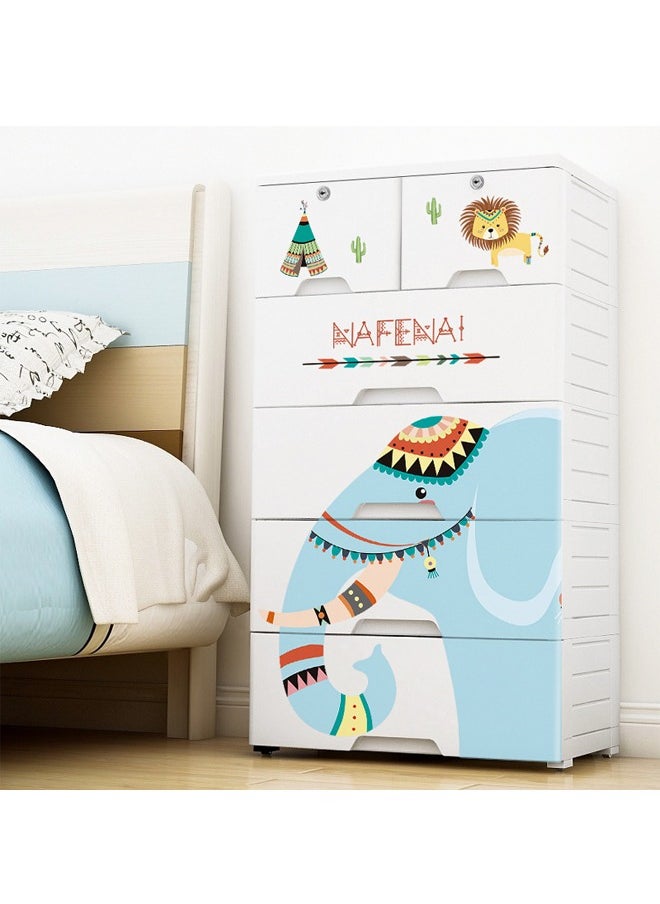 6-Drawer Elephant Design Storage Cabinet - 62 x 40 x 98.5 CM