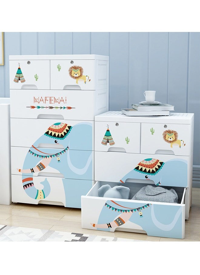 5-Drawer Elephant Design Storage Cabinet - 60 x 40 x 80 CM