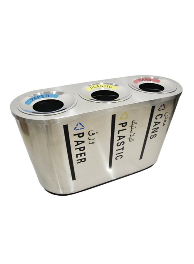 Metal Recycling Trash Bin Metallic Silver 180Liters