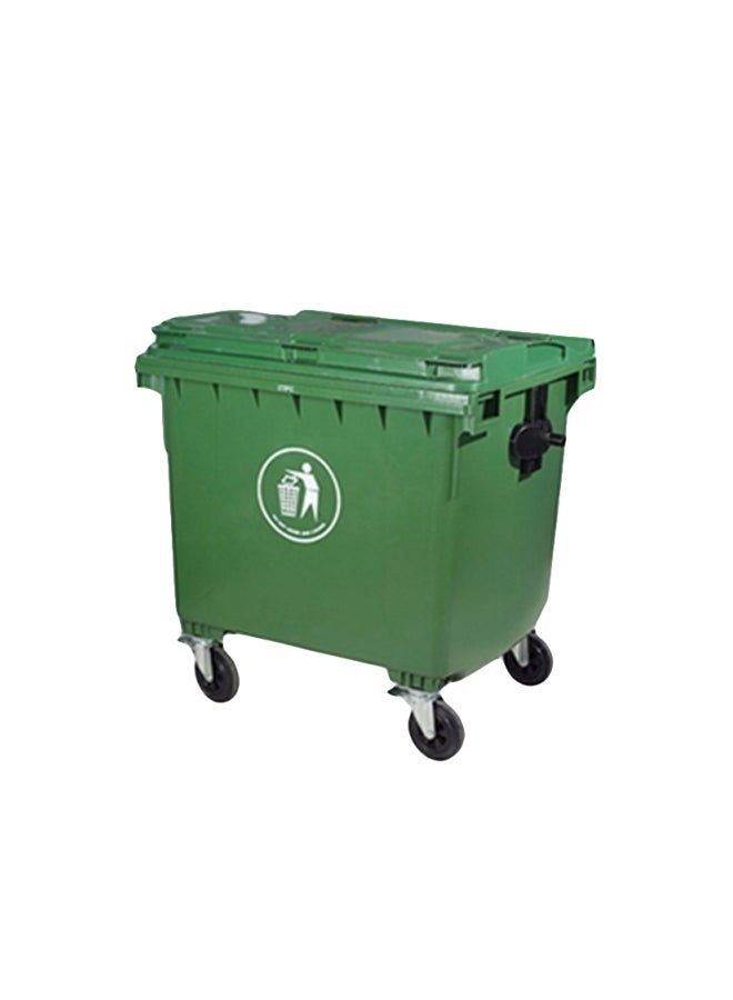 Heavy Duty Trash Bin 1100L Green/Black 122x122x76centimeter