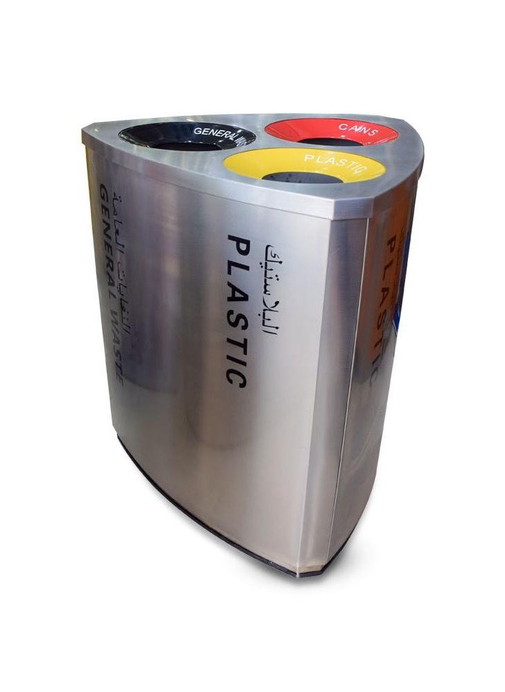 AKC Triangular Stainless Steel Recycle Bin 180 Liters