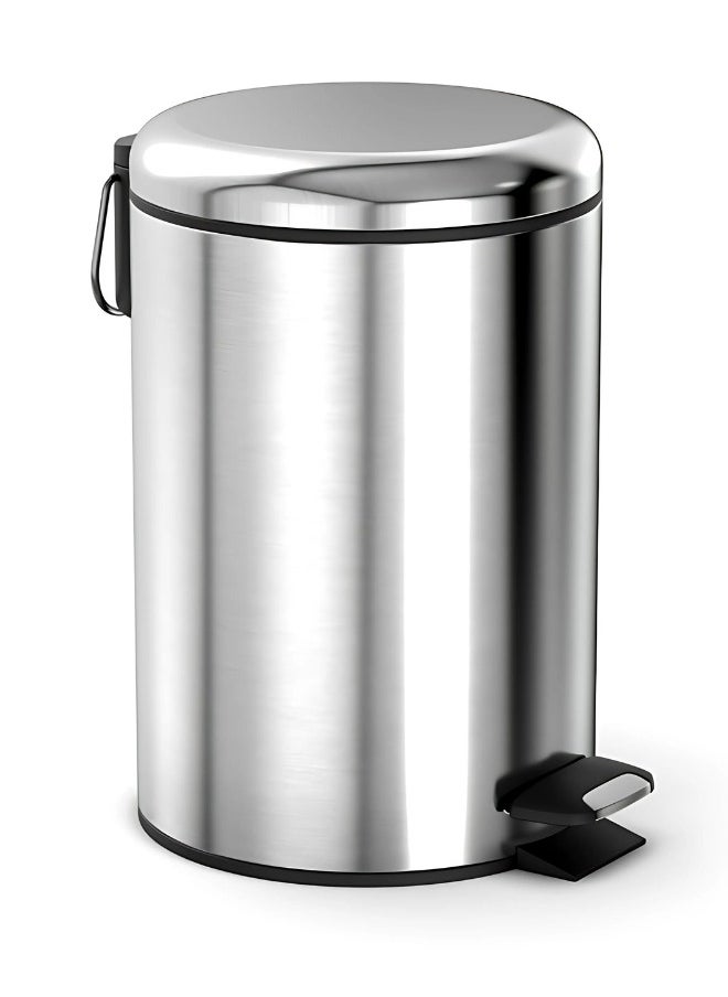 12 Liters Matte Finish Step Trash Can | Quiet-Close Lid, Fingerprint-Proof, Stainless Steel | Sleek Pedal Bin for Kitchen, Bathroom & Home Use