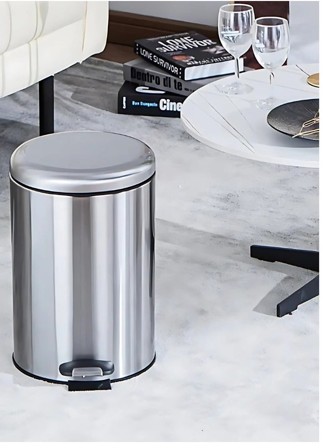 12 Liters Matte Finish Step Trash Can | Quiet-Close Lid, Fingerprint-Proof, Stainless Steel | Sleek Pedal Bin for Kitchen, Bathroom & Home Use