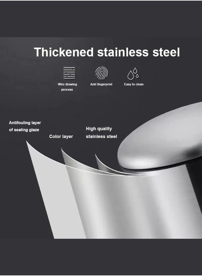 12 Liters Matte Finish Step Trash Can | Quiet-Close Lid, Fingerprint-Proof, Stainless Steel | Sleek Pedal Bin for Kitchen, Bathroom & Home Use