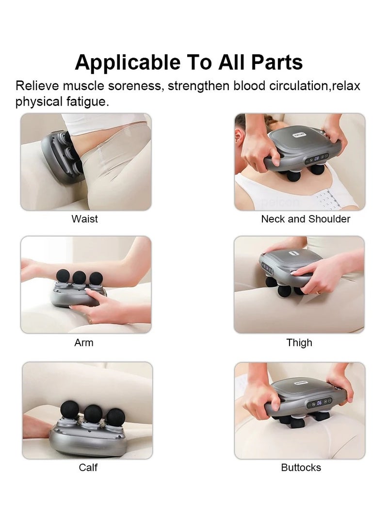 Fascia Gun Muscle Massager Gun, High Frequency Back Waist Massage Machine, Six-head Body Shoulder Professional Fascia Massage Gun