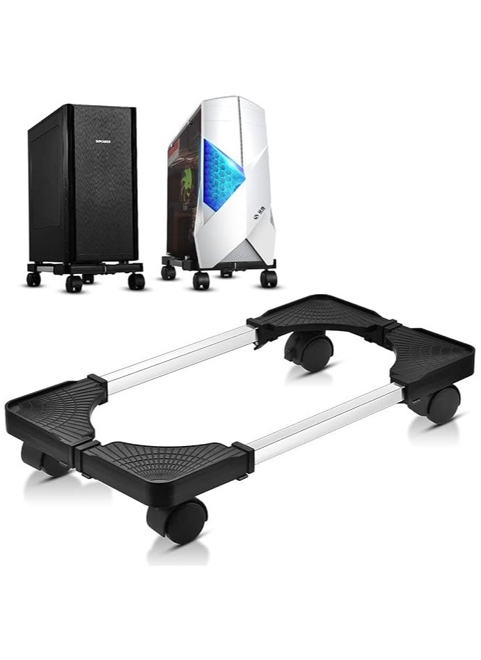 Computer Tower Stand, Adjustable Mobile CPU Stand with Rolling Caster Wheels, Premium PC Tower Stand Holder for Floor Carpet Gaming PC Case Printer Stand (Black)