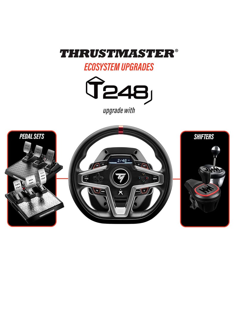 Thrustmaster T248, Racing Wheel and Magnetic Pedals, Xbox Series X|S, Xbox One, PC, HYBRID DRIVE, Magnetic Paddle Shifters, Dynamic Force Feedback, Screen with Racing Information