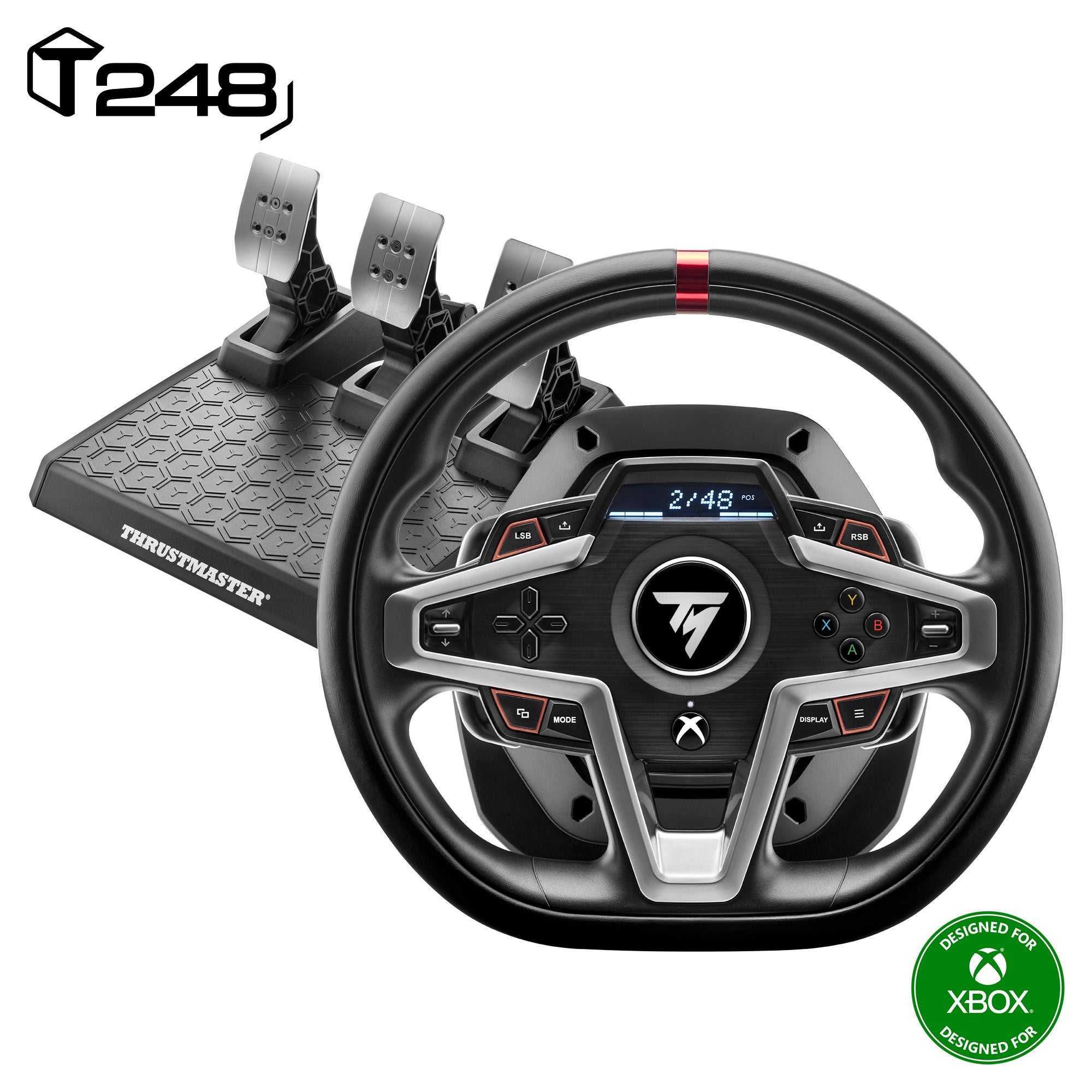 Thrustmaster T248, Racing Wheel and Magnetic Pedals, Xbox Series X|S, Xbox One, PC, HYBRID DRIVE, Magnetic Paddle Shifters, Dynamic Force Feedback, Screen with Racing Information