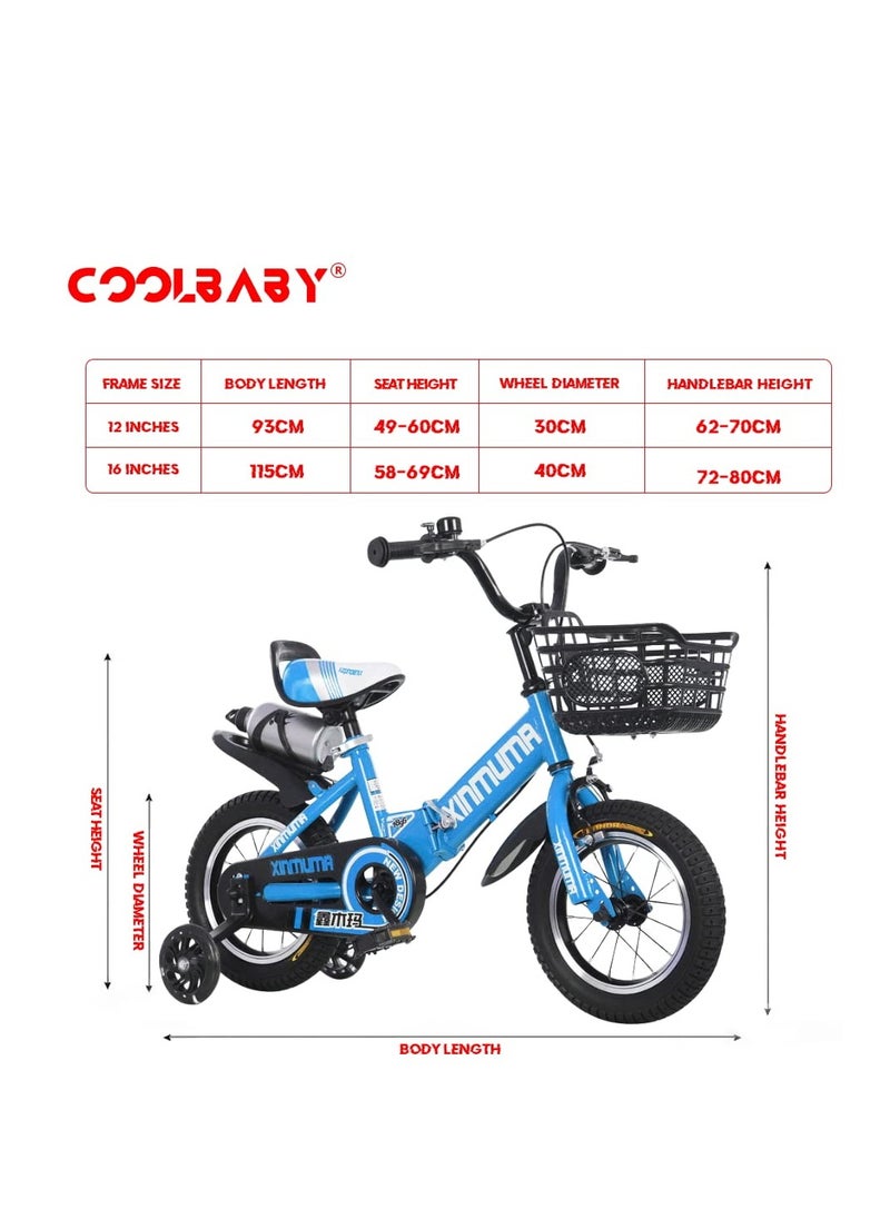 Children's Bike 16 Inch Kids Bike Boy Girl Bicycle 3-12 Years Old Riding Children's Bike Fashion Gift Cool Outdoor Bike