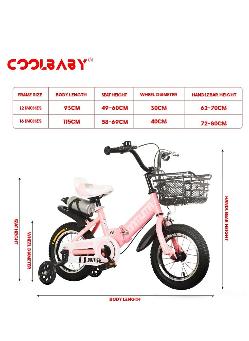 Children's Bike 12 Inch Kids Bike Boy Girl Bicycle 3-12 Years Old Riding Children's Bike Fashion Gift Cool Outdoor Bike