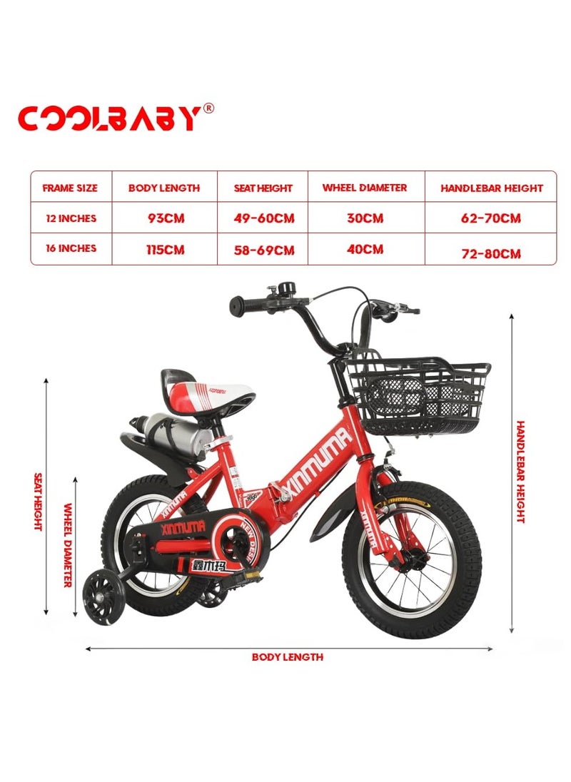 Children's Bike 16 Inch Kids Bike Boy Girl Bicycle 3-12 Years Old Riding Children's Bike Fashion Gift Cool Outdoor Bike