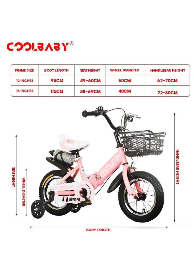 Children's Bike 16 Inch Kids Bike Boy Girl Bicycle 3-12 Years Old Riding Children's Bike Fashion Gift Cool Outdoor Bike