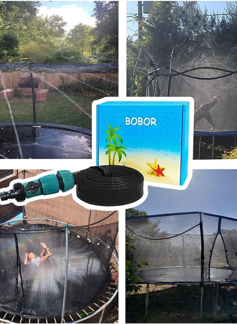 Bobor Trampoline Sprinkler for Kids, Outdoor Backyard Water Park Fun Summer Outdoor Water Sprinkler Toys for Boys Girls (Black, 39ft)