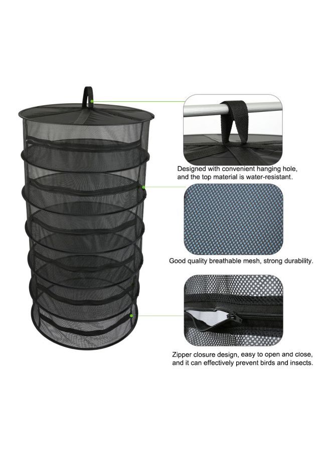 6 Layer Zipperd Hanging Basket Black 22x10x22centimeter
