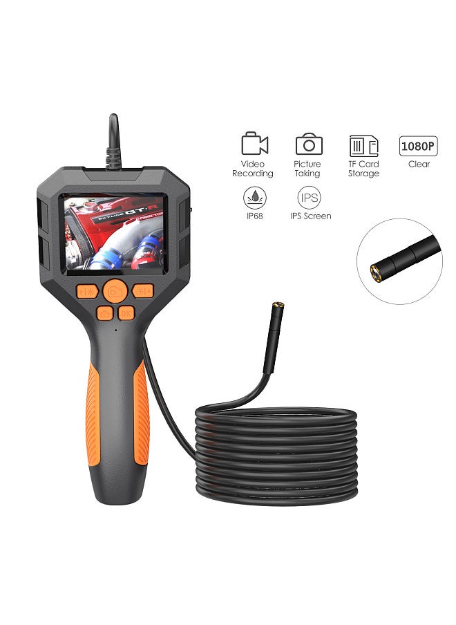 Industrial Endoscope 1080P Digital Borescope IP68 Waterproof Snake Scope Camera Electronic Camera Video Picture Taking Handheld Inspection Camera with 2.8-inch IPS Screen with LED Light for Pipeline Vehicle Inspection