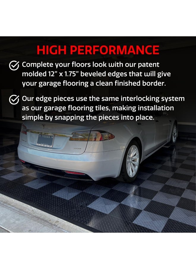 Big Floors  Transition Edge Kit Durable Interlocking Modular Garage Floor Edging Compatible with RaceDeck GarageTrac and GarageDeck Products