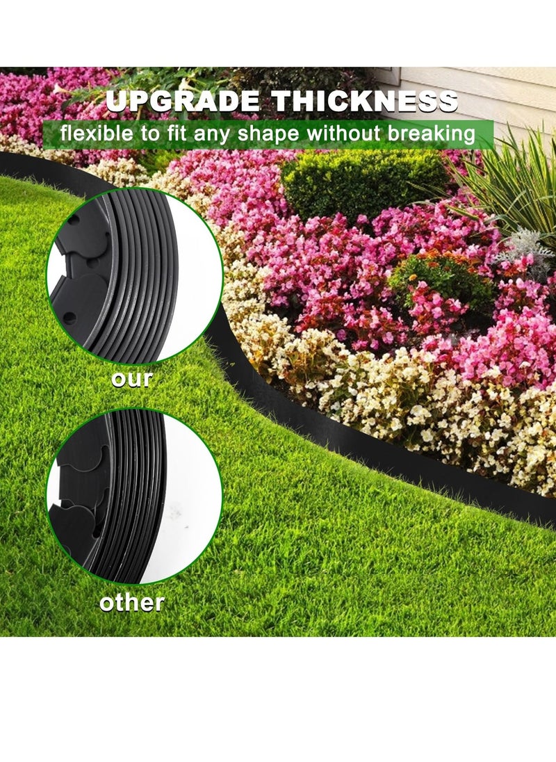 30FT Landscape Edging Border Kit No Dig Garden Edging Border Paver Edging 2 Inch Tall Border Lawn Edging Roll for Landscaping Lawn Flower Beds Grass Yard with 27 Anchoring Spikes Black