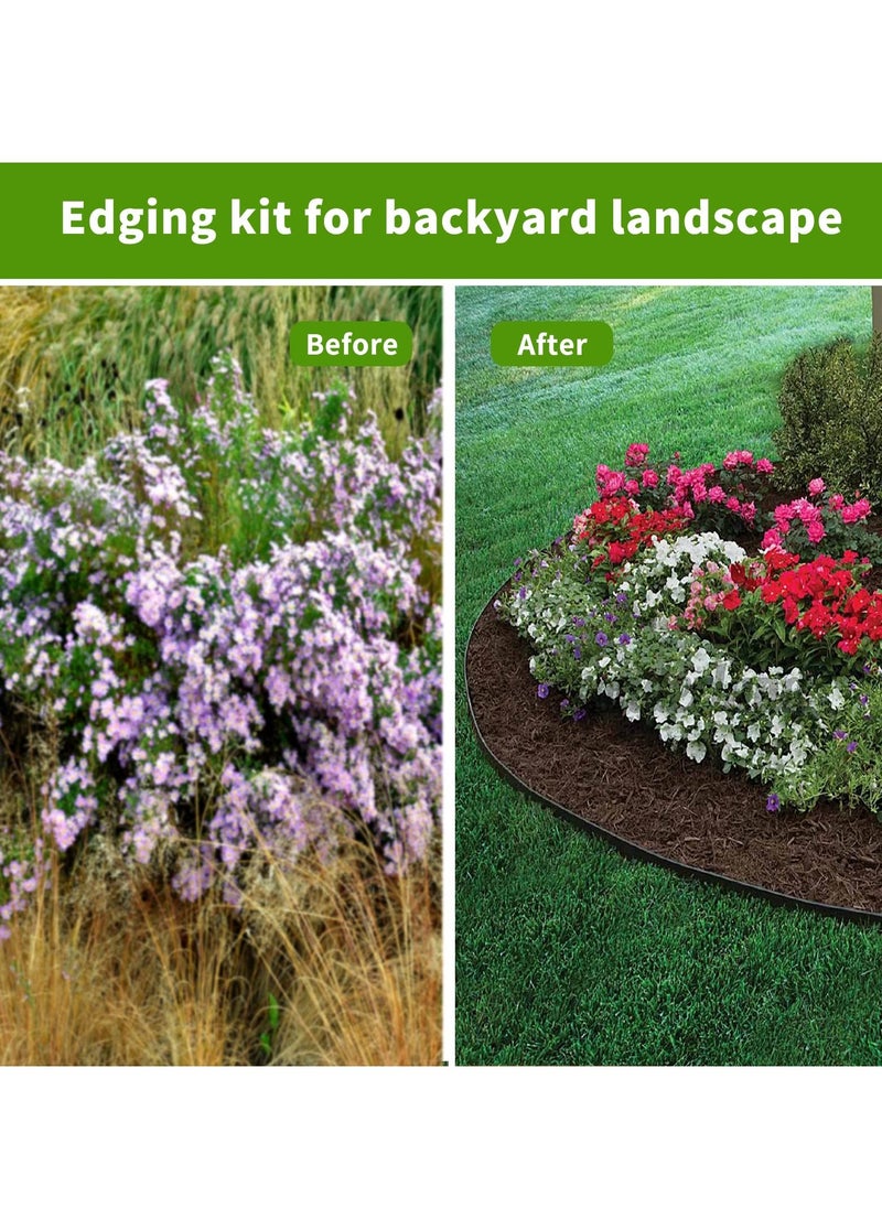 30FT Landscape Edging Border Kit No Dig Garden Edging Border Paver Edging 2 Inch Tall Border Lawn Edging Roll for Landscaping Lawn Flower Beds Grass Yard with 27 Anchoring Spikes Black