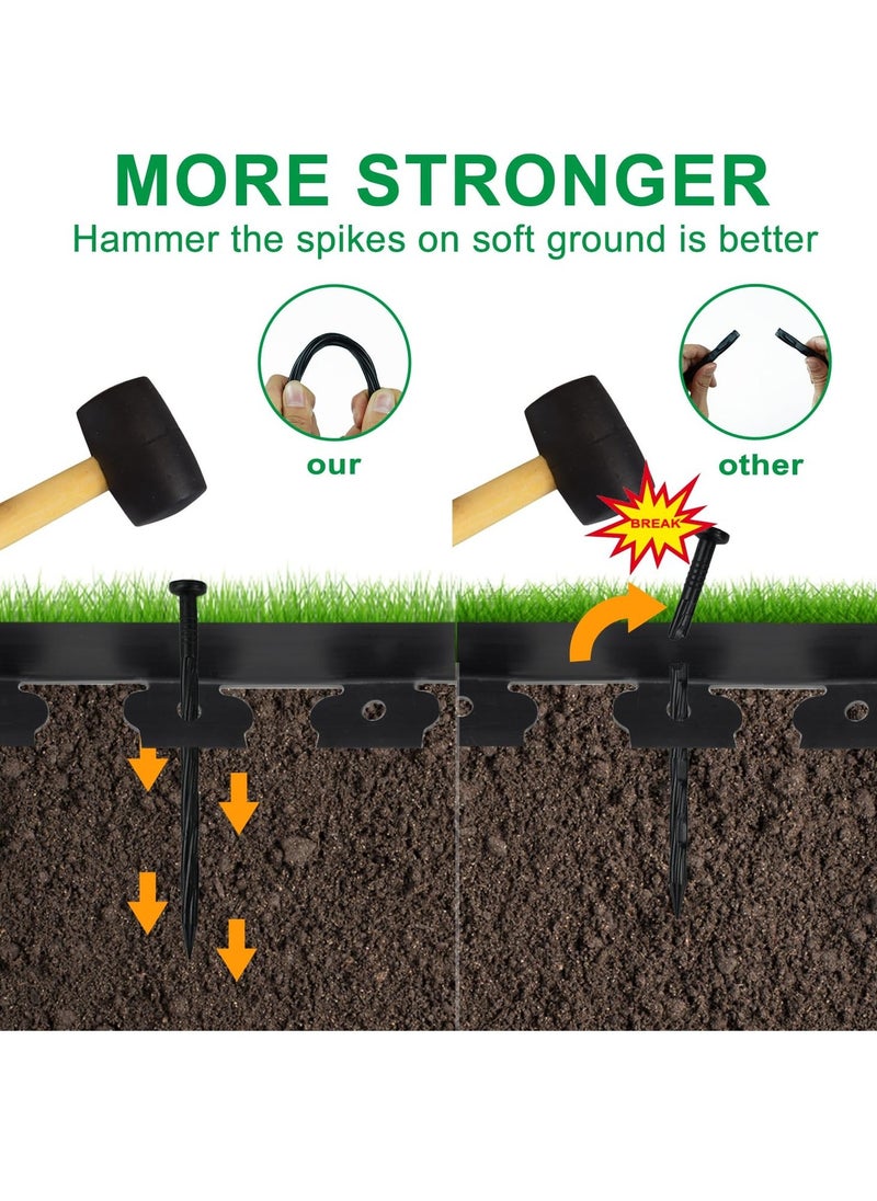 30FT Landscape Edging Border Kit No Dig Garden Edging Border Paver Edging 2 Inch Tall Border Lawn Edging Roll for Landscaping Lawn Flower Beds Grass Yard with 27 Anchoring Spikes Black