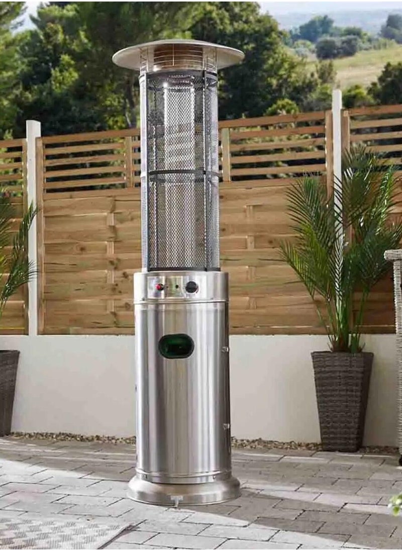 Patio Heater, Stainless Steel Floorstanding Liquid Outdoor Heater Quartz Glass Tube Patio Heater, Visual Flame Heater