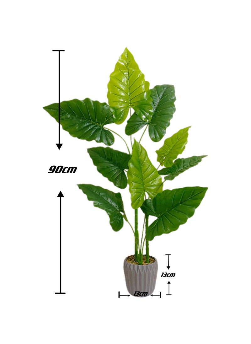 Artificial Spring Rain Leaf Plant 90cm Home Decoration Indoor and Outdoor Artificial Large Plant Bonsai Suitable for Modern Office, Living Room, Home Decoration Gifts (with Flower Pots) (Extra large)