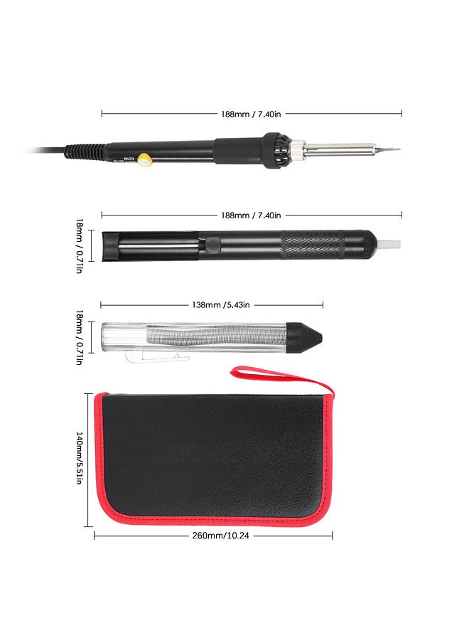 14 in 1 Soldering Iron Kit 60W Adjustable Temperature Welding Soldering Iron with Soldering Tips Solder Sucker Desoldering Wick Solder Wire Anti-static Tweezers Iron Stand