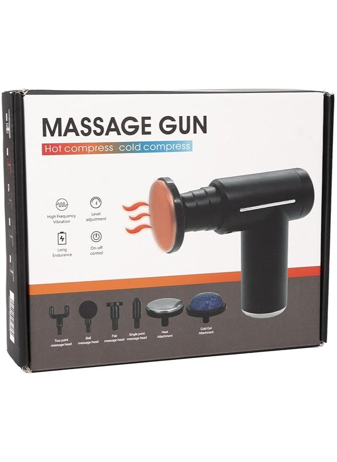 Electric Massage Gun, Portable Muscle Massager, Controlled Hot Cold Impact Deep Tissue Massager(Black)