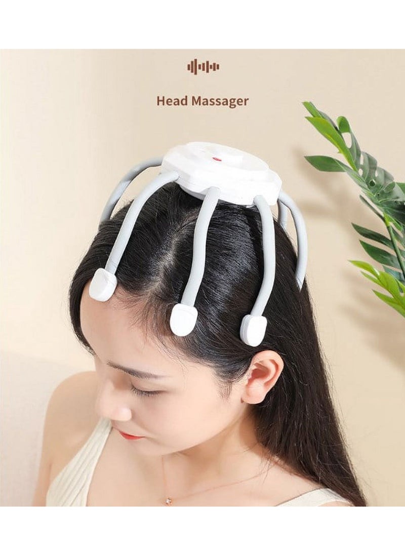 Ultra Scalp Massager - Electric Head Hair Massager Vibrating Scalp Stress Relax, 360 Degree Head Cordless Automatic Scalp Massager Scratcher, 8-Frequency Contacts 3 Modes Massager