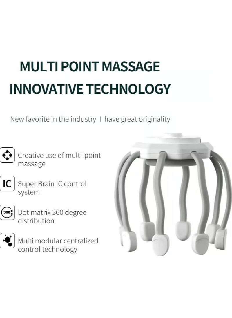 Ultra Scalp Massager - Electric Head Hair Massager Vibrating Scalp Stress Relax, 360 Degree Head Cordless Automatic Scalp Massager Scratcher, 8-Frequency Contacts 3 Modes Massager