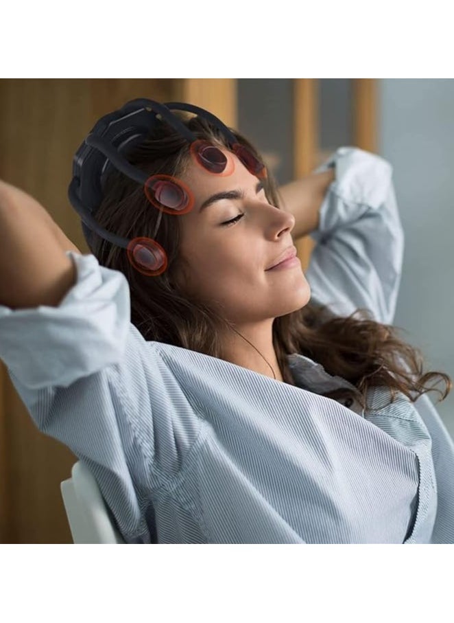 Ultra Scalp Massager, Head Massager Stress Release Massager with 8-Frequency Vibrating Contacts, 3 Modes 360 Degree Portable Ultra Scalp Massager for Stress Relax Ideal Gift (Black-Basic Version)