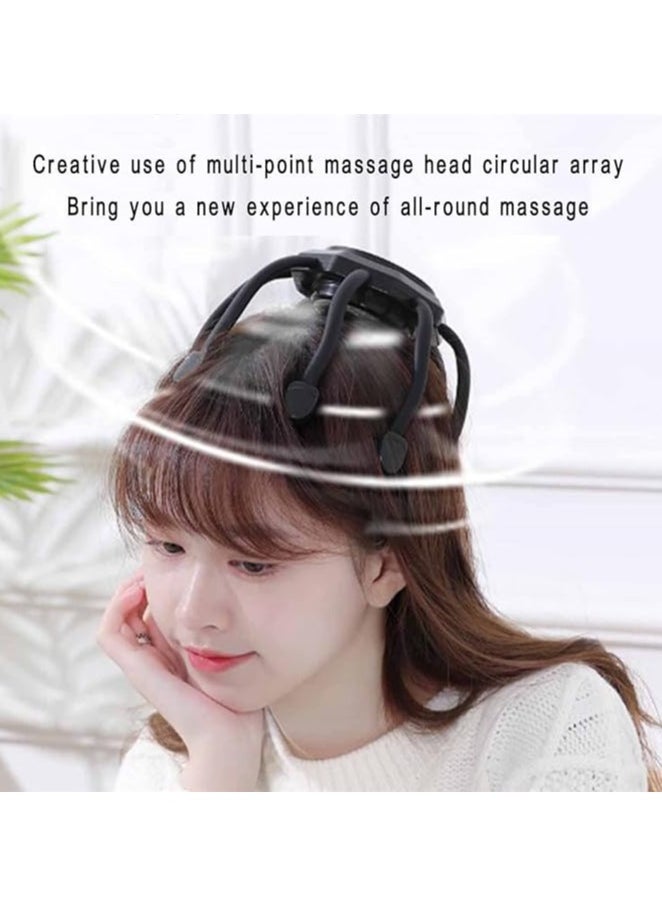 Ultra Scalp Massager, Head Massager Stress Release Massager with 8-Frequency Vibrating Contacts, 3 Modes 360 Degree Portable Ultra Scalp Massager for Stress Relax Ideal Gift (Black-Basic Version)