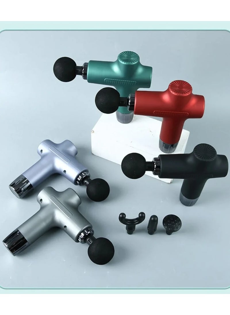 Wireless Massage Gun with 6 Replaceable Heads and 6 Speeds (JY-711) Silver