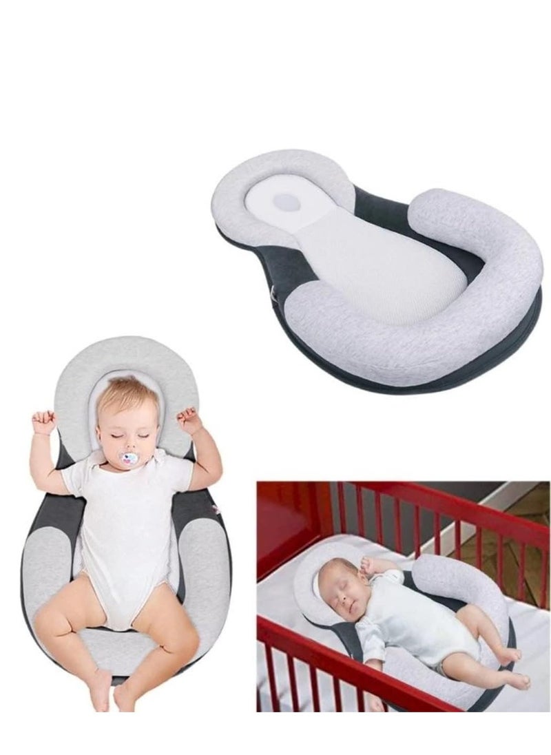 Portable Foldable Travel Baby Bassinet Crib Pillow Baby Comfy Sleeping Position Ultra Soft Material Cushion Edge Provide Newborn Bed Baby Cocoon Crib Travel Crib for Infant