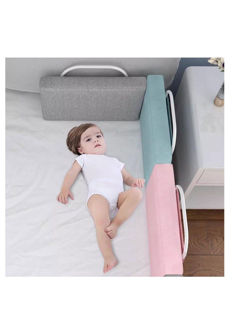 Bed Rail for Baby Infant, Soft Padded Cushion Guardrail for Crib, Kids Bed Rail Gaurd, Baby Bed Protector Safety Fence for Toddlers, Bed Bumper, Suitable for Different Thickness Mattress (2, Pink)