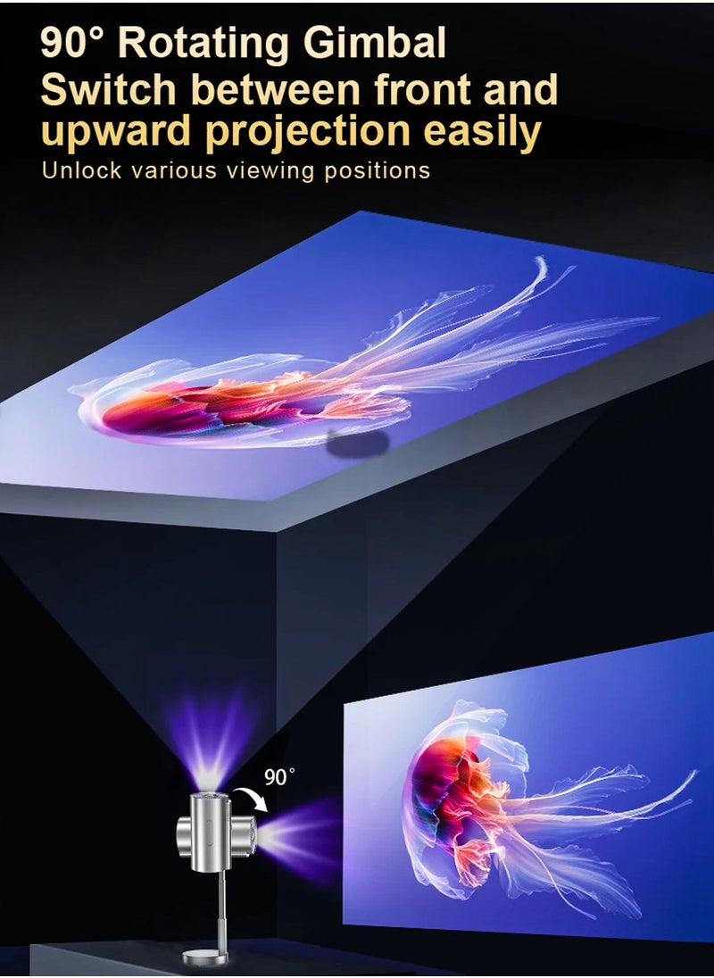 390ANSI Lumens HD Smart Projector Android 11 120 Inches Screen Display Portable Mini Cinema 120 Inches Screen Display Lamp 4K Home Movie Theater Gaming Video Presentations 180 Degree Rotating Screen Auto Keystone Mobile Phone Projection Built-in Hi-Fi Speaker