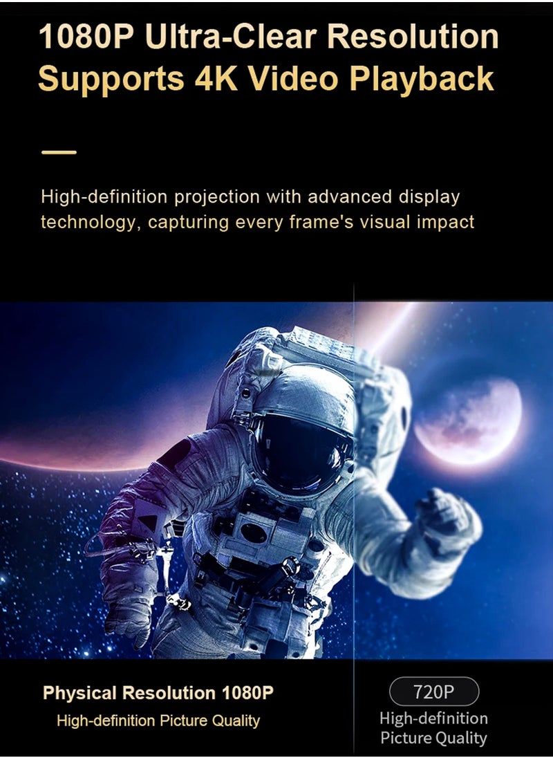 390ANSI Lumens HD Smart Projector Android 11 120 Inches Screen Display Portable Mini Cinema 120 Inches Screen Display Lamp 4K Home Movie Theater Gaming Video Presentations 180 Degree Rotating Screen Auto Keystone Mobile Phone Projection Built-in Hi-Fi Speaker