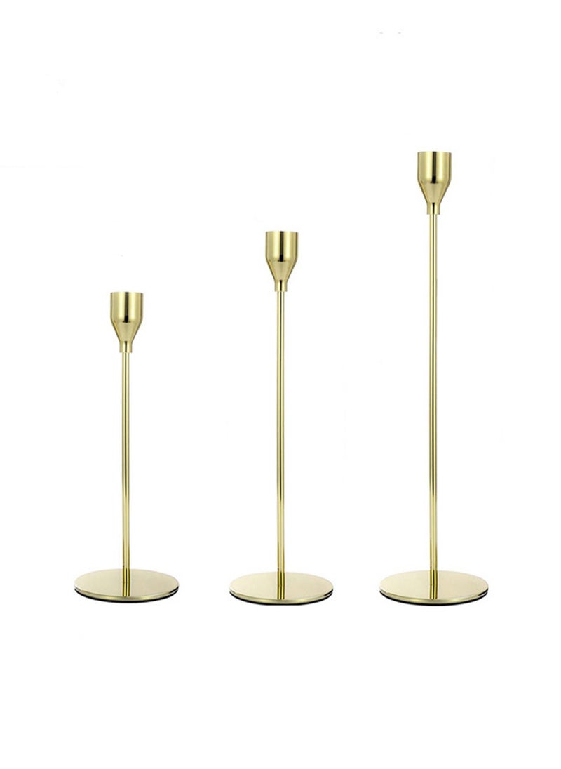 Gold Set, Retro Candle Holder Tall Creative Candle Cup Ornaments, Suitable For Pillar Taper Candles And Tea Lights, Suitable For Family Dining Table Home Decoration